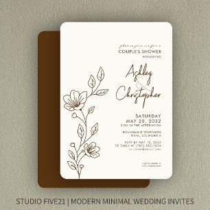 Invitación Moderna Ducha de bodas de eslabón marrón nogal