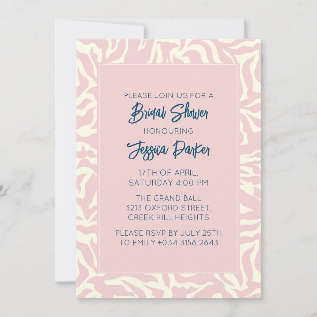 Invitación Moderna ducha de Bonito rosa pastel rosa (Anverso)