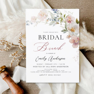 Invitación Moderna ducha de brunch nupcial de Boho Wildflower