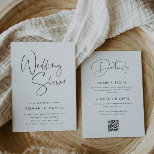 Invitación Moderna ducha de casamiento manuscrita mínima manu