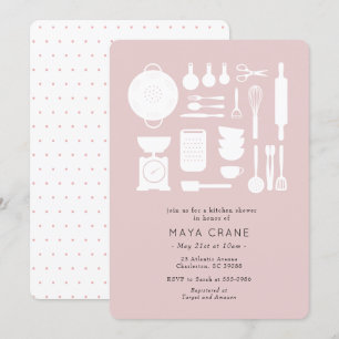 Invitación Moderna ducha de cocina con ducha de novia rosa