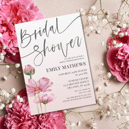 Invitación Moderna ducha de flores salvajes rosadas