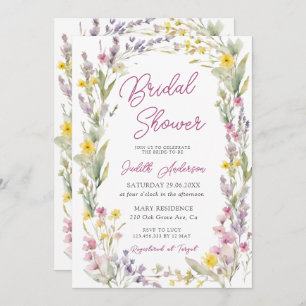 Invitación Moderna ducha de flores silvestres rosadas