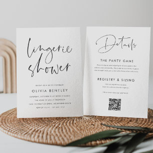 Invitación Moderna Ducha de lencería manuscrita minima