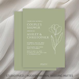 Invitación Moderna ducha de matrimonio verde con aroma floral