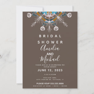 Invitación Moderna ducha de novia bohemias manala marrón