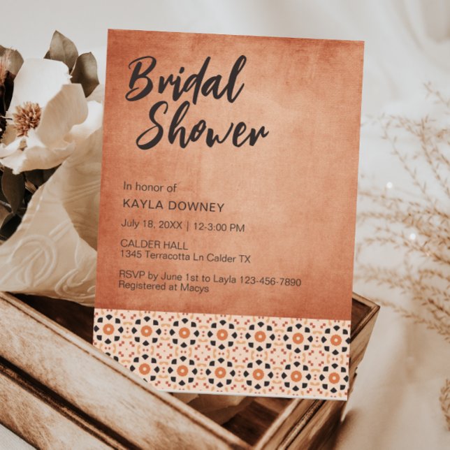 Invitación Moderna ducha de novia Boho Terracotta Tile (Subido por el creador)
