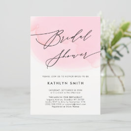 Invitación Moderna ducha de novia color de agua rosa Rubor