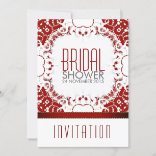 Invitación Moderna ducha de novia con Batik blanco rojo