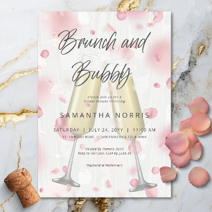 Invitación Moderna ducha de novia con champán y brunch