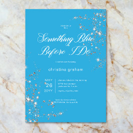 Invitación Moderna ducha de novia con diamantes de glam azul 