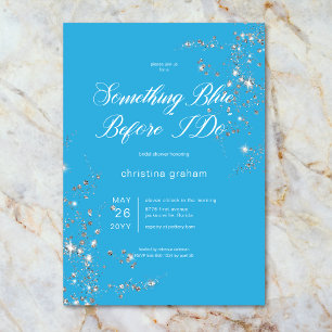 Invitación Moderna ducha de novia con diamantes de glam azul 