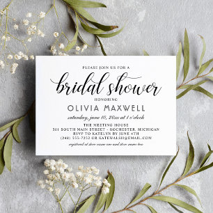 Invitación Moderna ducha de novia con escritura blanca y negr