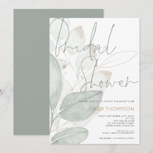 Invitación Moderna ducha de novia con estilo Sage Gold Script