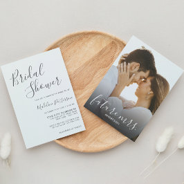 Invitación Moderna ducha de novia con foto gris oscuro