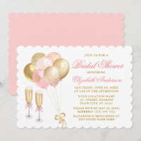 Moderna ducha de novia con globos de oro rosado Ru