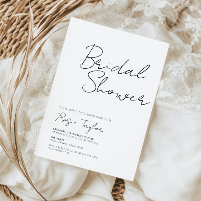 Invitación Moderna ducha de novia con guión elegante (Subido por el creador)