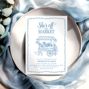 Invitación Moderna ducha de novia con mano de mercado