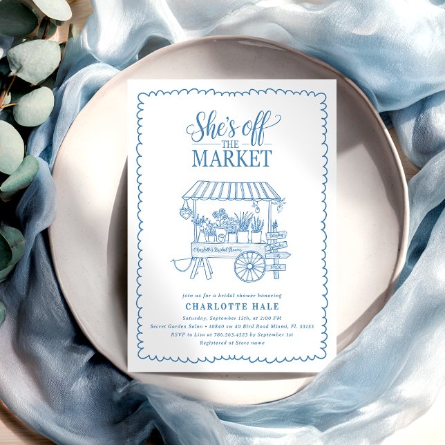 Invitación Moderna ducha de novia con mano de mercado (Subido por el creador)