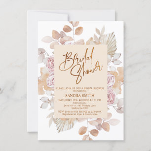 Invitación Moderna ducha de novia con marco Rubor floral