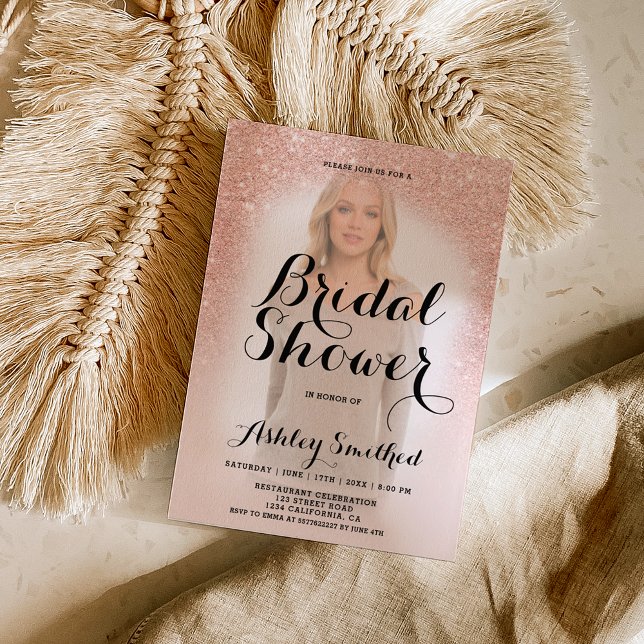 Invitación Moderna ducha de novia con purpurina de oro rosa o (Subido por el creador)