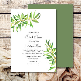 Invitación Moderna ducha de novia con rama de olivo simple