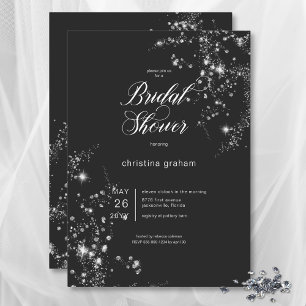 Invitación Moderna ducha de novia de diamantes de glam blanco