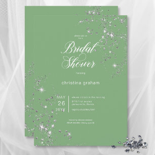 Invitación Moderna ducha de novia de diamantes de Glam Verde