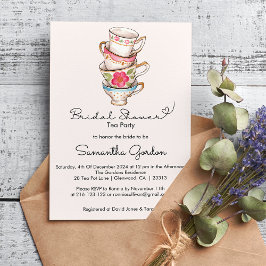 Invitación Moderna ducha de novia de Fiesta de té de Rubor