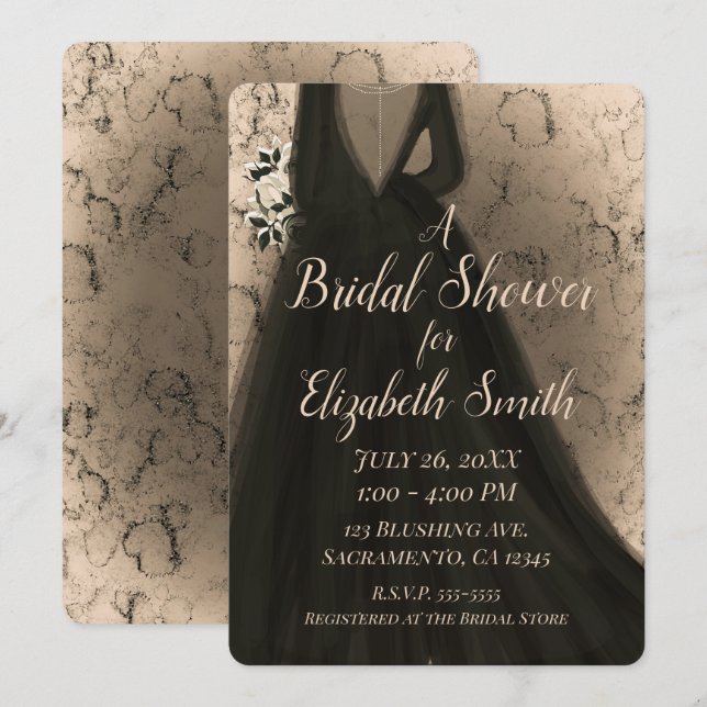 Invitación Moderna ducha de novia de Glam Bride Glam Bride Ne (Anverso / Reverso)