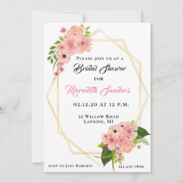 Invitación Moderna ducha de novia dorada rosada Rubor