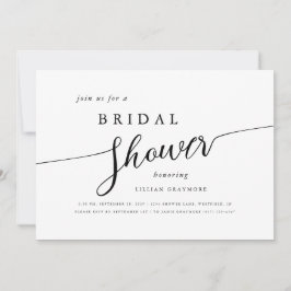 Invitación Moderna ducha de novia en blanco y negro con guión