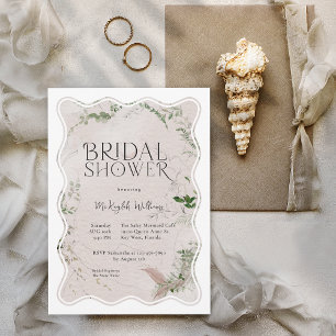 Invitación Moderna ducha de novia en la frontera ondulada