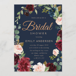 Invitación Moderna ducha de novia en la marina borgoña con es