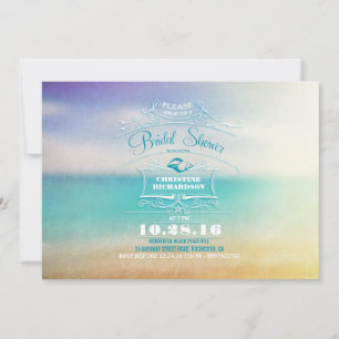 Invitación Moderna ducha de novia en la playa de vainilla azu