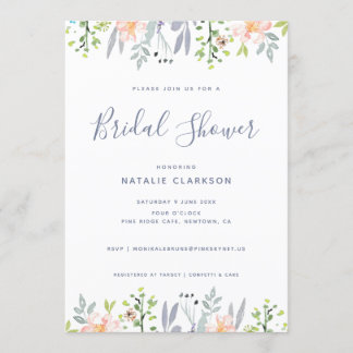 Invitación Moderna ducha de novia floral