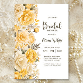 Invitación Moderna ducha de novia floral amarilla