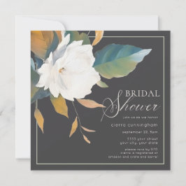 Invitación Moderna ducha de novia floral blanca