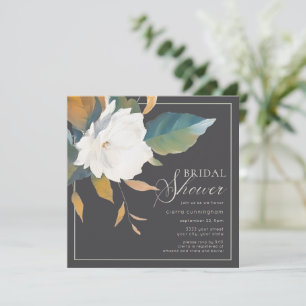 Invitación Moderna ducha de novia floral blanca