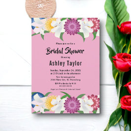 Invitación Moderna ducha de novia floral de color rosa Rubor