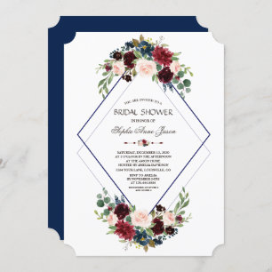 Invitación Moderna ducha de novia floral de la Marina de Merl