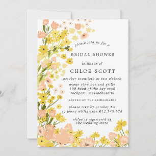 Invitación Moderna ducha de novia floral de otoño amarillo