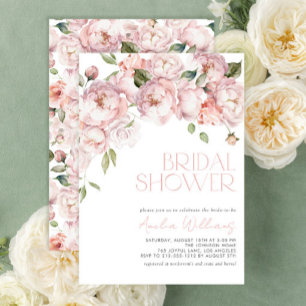 Invitación Moderna ducha de novia floral rosa Rubor