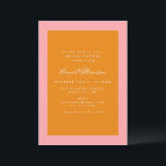 Invitación Moderna ducha de novia geométrica rosa y Naranja<br><div class="desc">Invitación a la ducha de Naranja de color rosa geométrico moderno</div>
