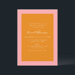 Invitación Moderna ducha de novia geométrica rosa y Naranja<br><div class="desc">Invitación a la ducha de Naranja de color rosa geométrico moderno</div>