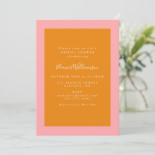 Invitación Moderna ducha de novia geométrica rosa y Naranja
