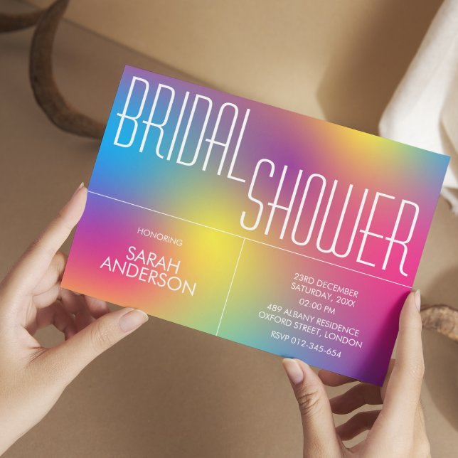 Invitación Moderna ducha de novia holográfica arcoiris (Subido por el creador)