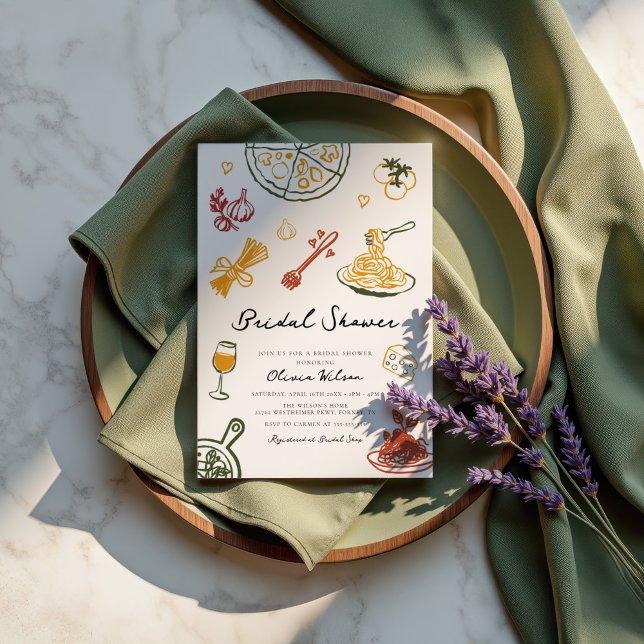 Invitación Moderna ducha de novia italiana con grifo (Subido por el creador)