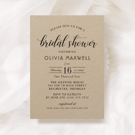 Invitación Moderna ducha de novia Kraft y Boda negro