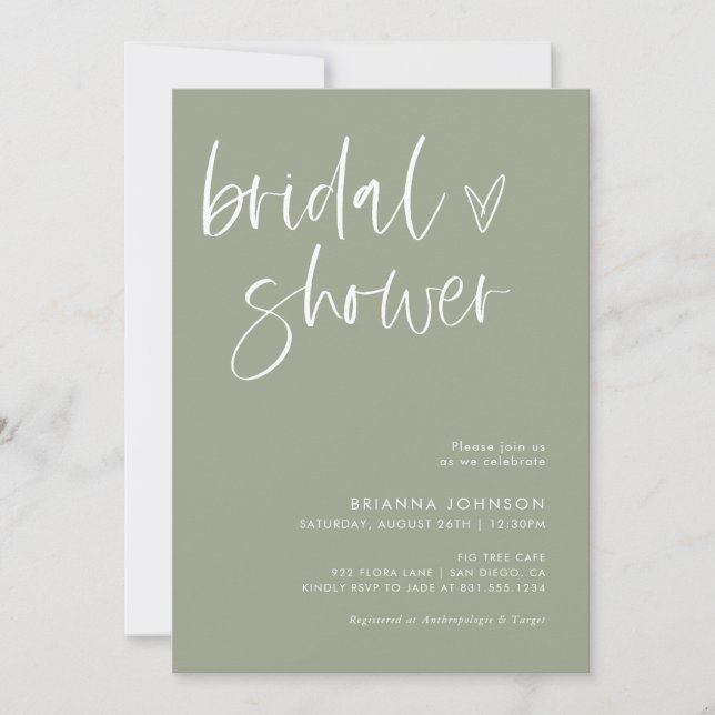 Invitación Moderna ducha de novia Minimalista | Boho Bridal (Anverso)